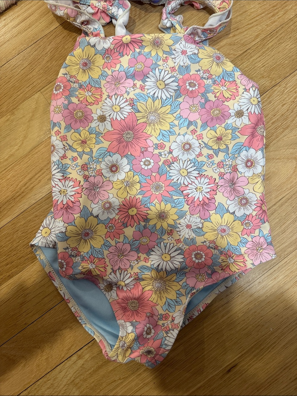 Kids Floral One-Piece Swimsuit in Pink, Yellow & Blue